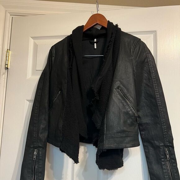 Free People Wax Denim Moto Jacket - Picture 3 of 6